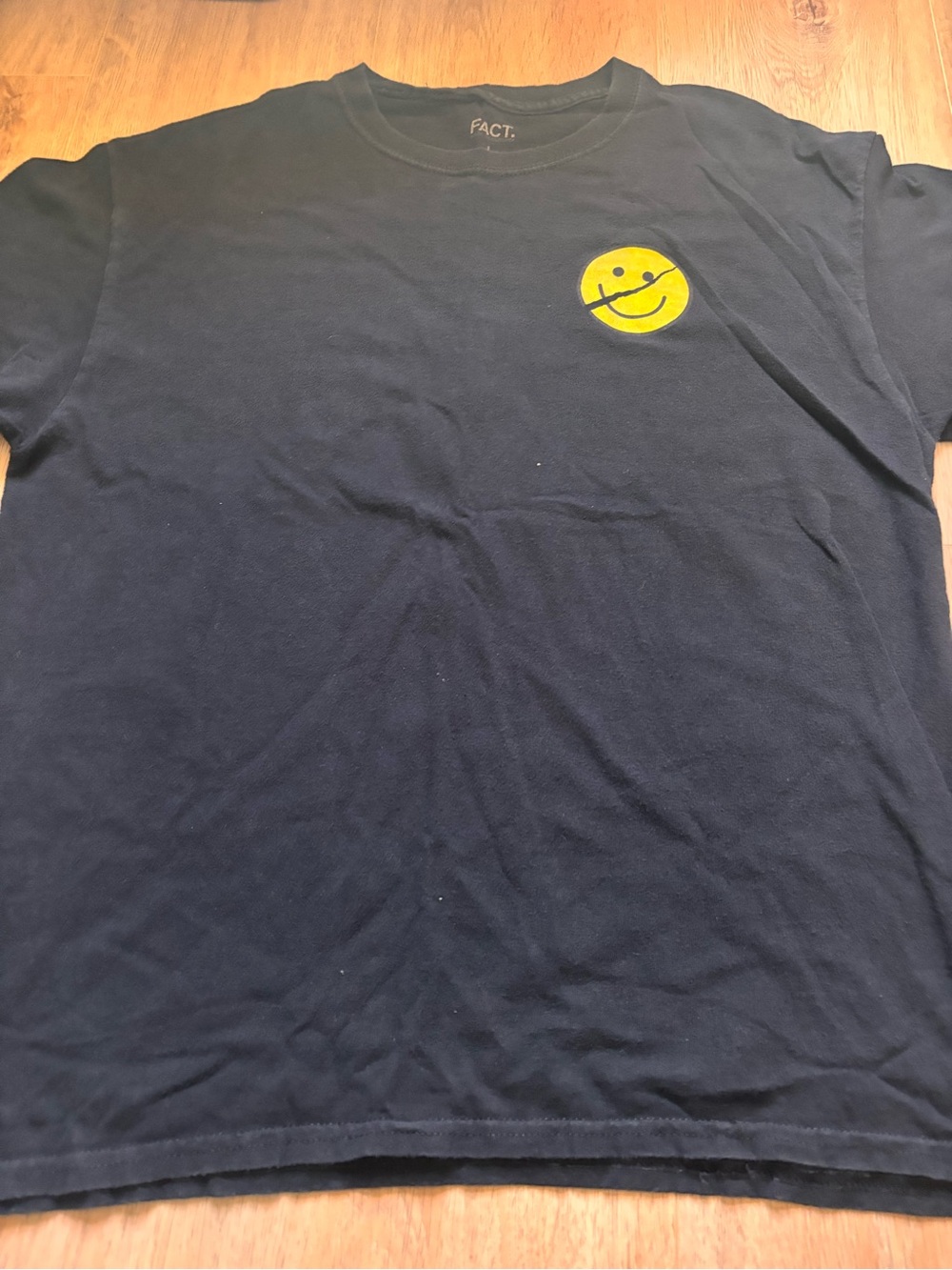 Navy Short-Sleeve Tee with Yellow Smiley Logo